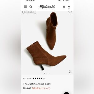NWT Madewell- The Justine Ankle Bootie
